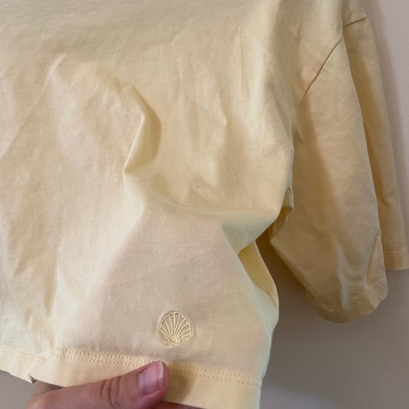 LOULOU STUDIO GUPO CROPPED PIMA COTTON T SHIRT BUTTER YELLOW PASTEL - Picture 6 of 9